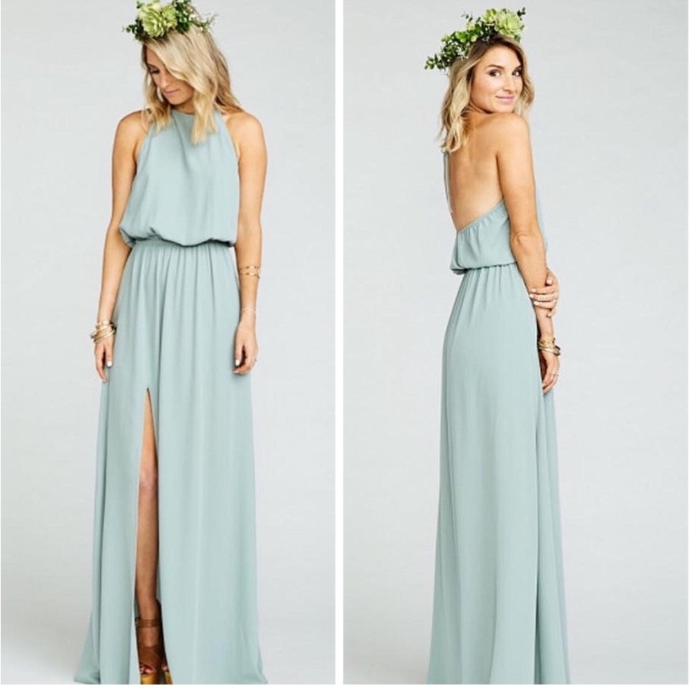 Show Me Your Mumu Silver Sage Heather Halter Dress Size Small